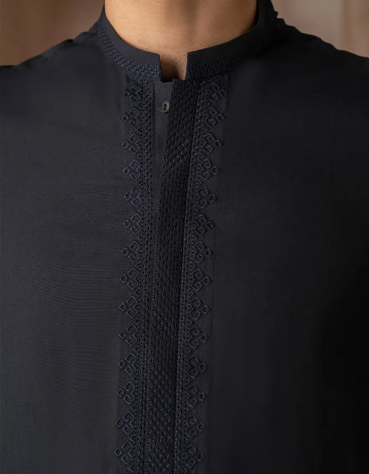 Blended Navy Blue Kurta Trouser - J. Junaid Jamshed