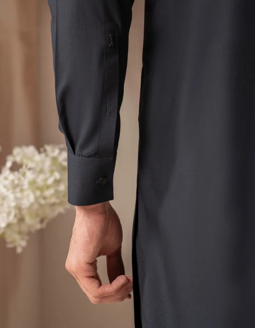 Blended Navy Blue Kurta Trouser - J. Junaid Jamshed