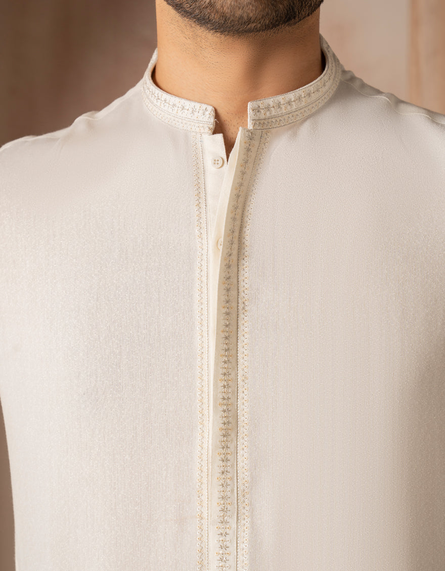 Blended Off White Shalwar Kameez - J. Junaid Jamshed