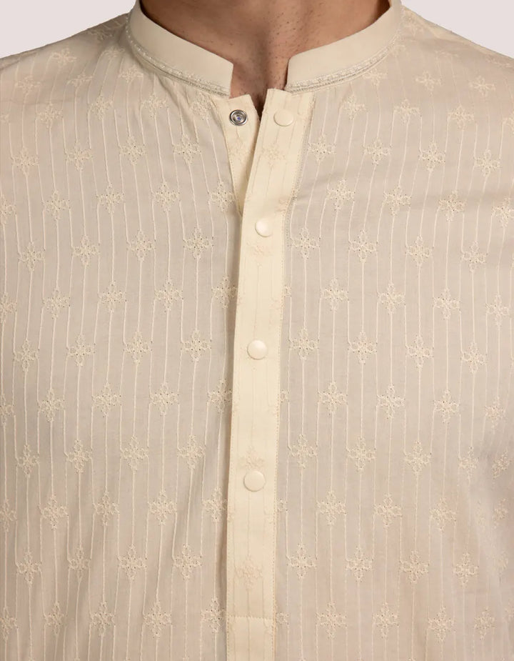 Cotton Beige Kurta - J. Junaid Jamshed