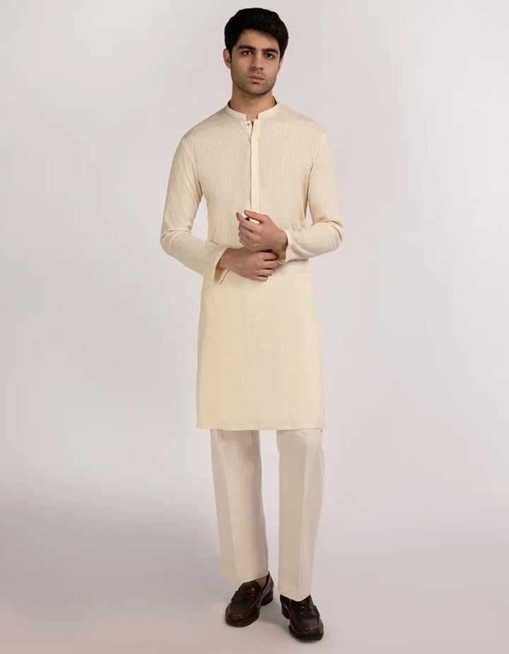 Cotton Beige Kurta - J. Junaid Jamshed