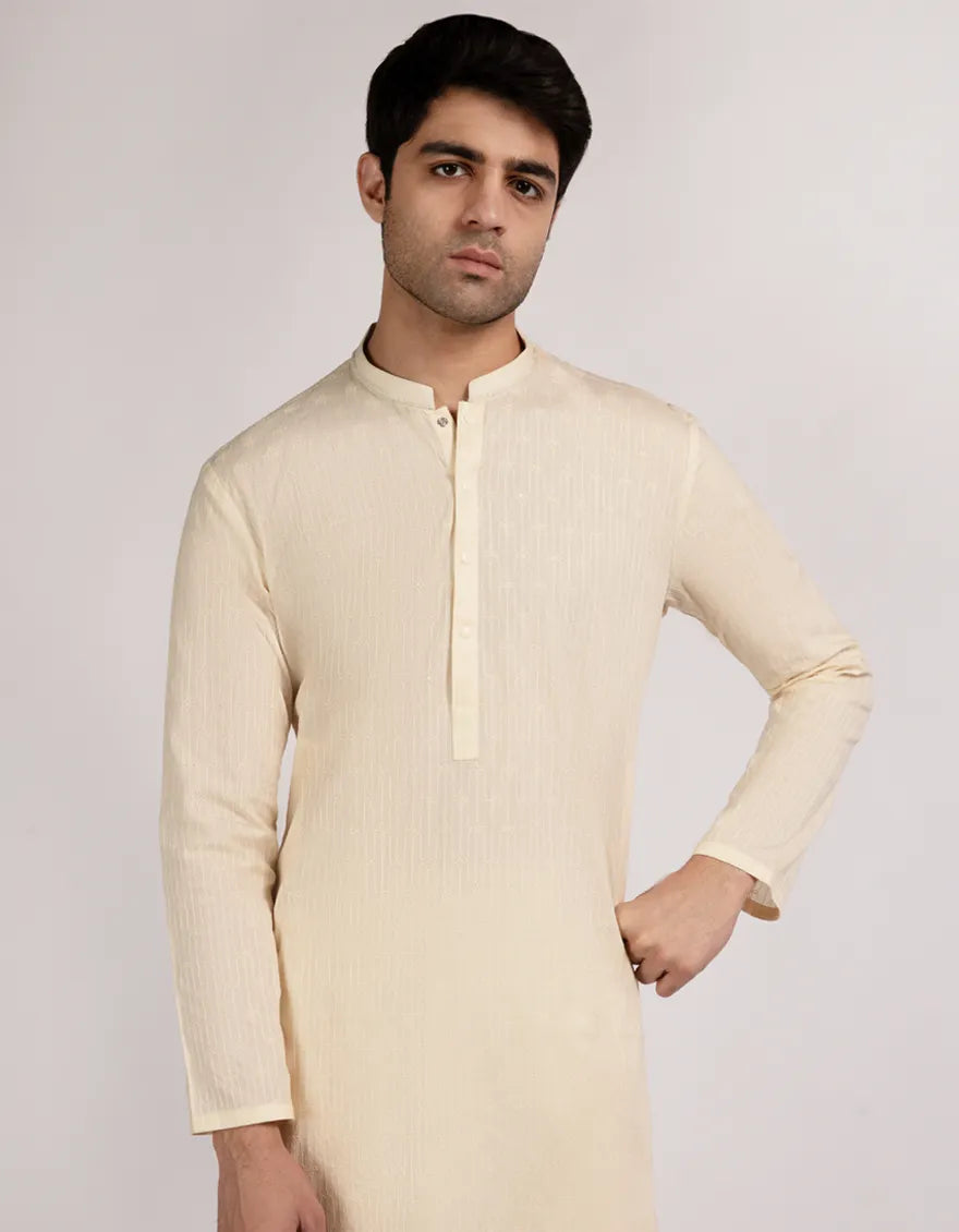 Cotton Beige Kurta - J. Junaid Jamshed