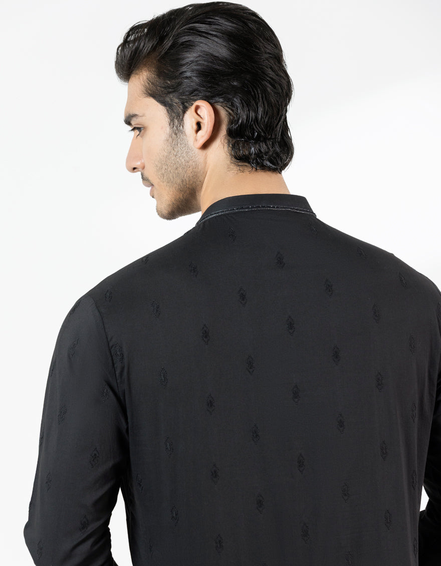 Cotton Black Kurta - J. Junaid Jamshed