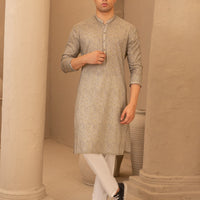 Cotton Grey Kurta - J. Junaid Jamshed
