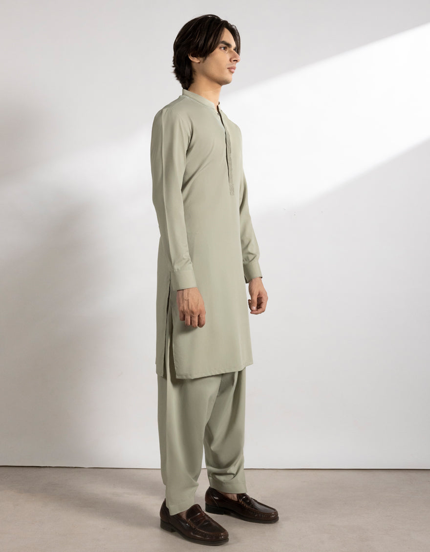 Blended Jade Green Kurta Trouser - J. Junaid Jamshed
