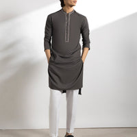 Blended Grey Kurta - J. Junaid Jamshed