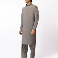 Blended Mud Grey Shalwar Kameez - J. Junaid Jamshed