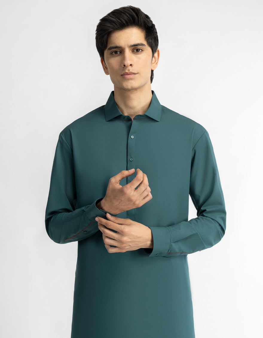 Blended Green Shalwar Kameez - J. Junaid Jamshed