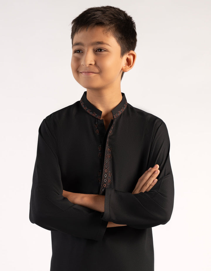 Blended Black Kurta - J. Junaid Jamshed