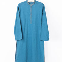 Cotton Teal Kurta - J. Junaid Jamshed