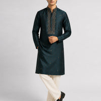 Polyester Bottle Green Special Kurta - J. Junaid Jamshed