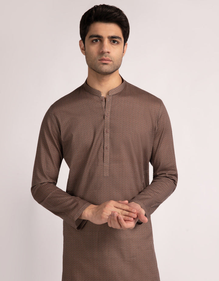 Cotton Brown Kurta - J. Junaid Jamshed