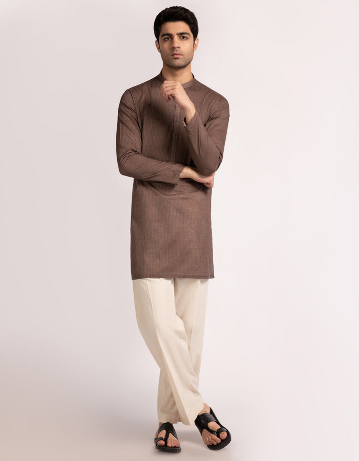 Cotton Brown Kurta - J. Junaid Jamshed