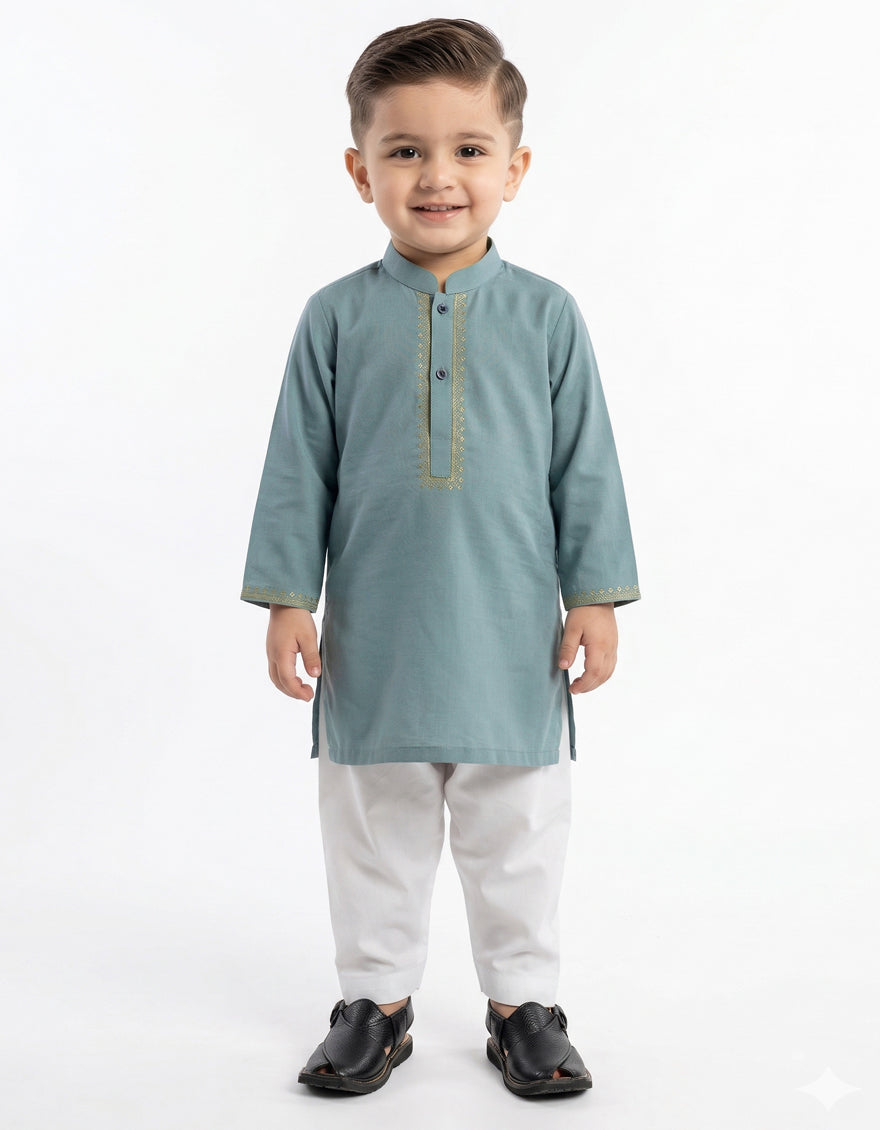 Blended Sky Blue Shalwar Kameez - J. Junaid Jamshed