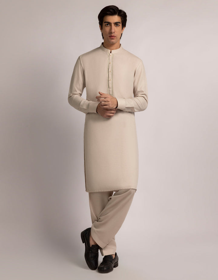 Blended Beige Shalwar Kameez - J. Junaid Jamshed