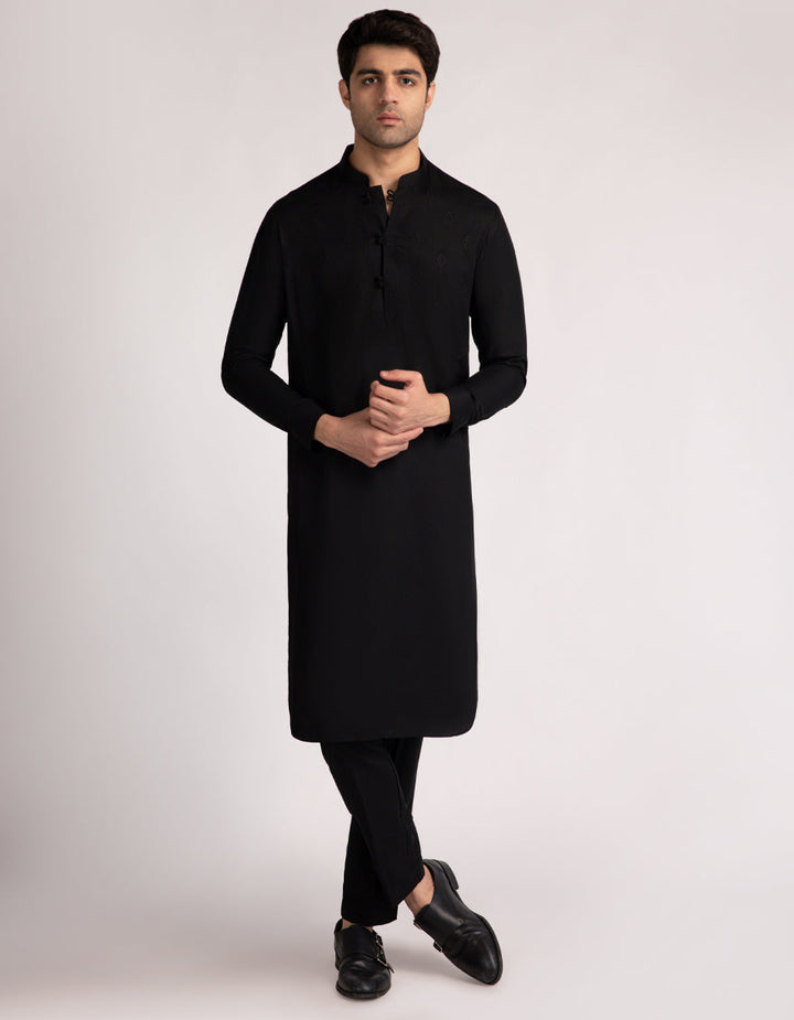 Blended Black Kurta Trouser - J. Junaid Jamshed
