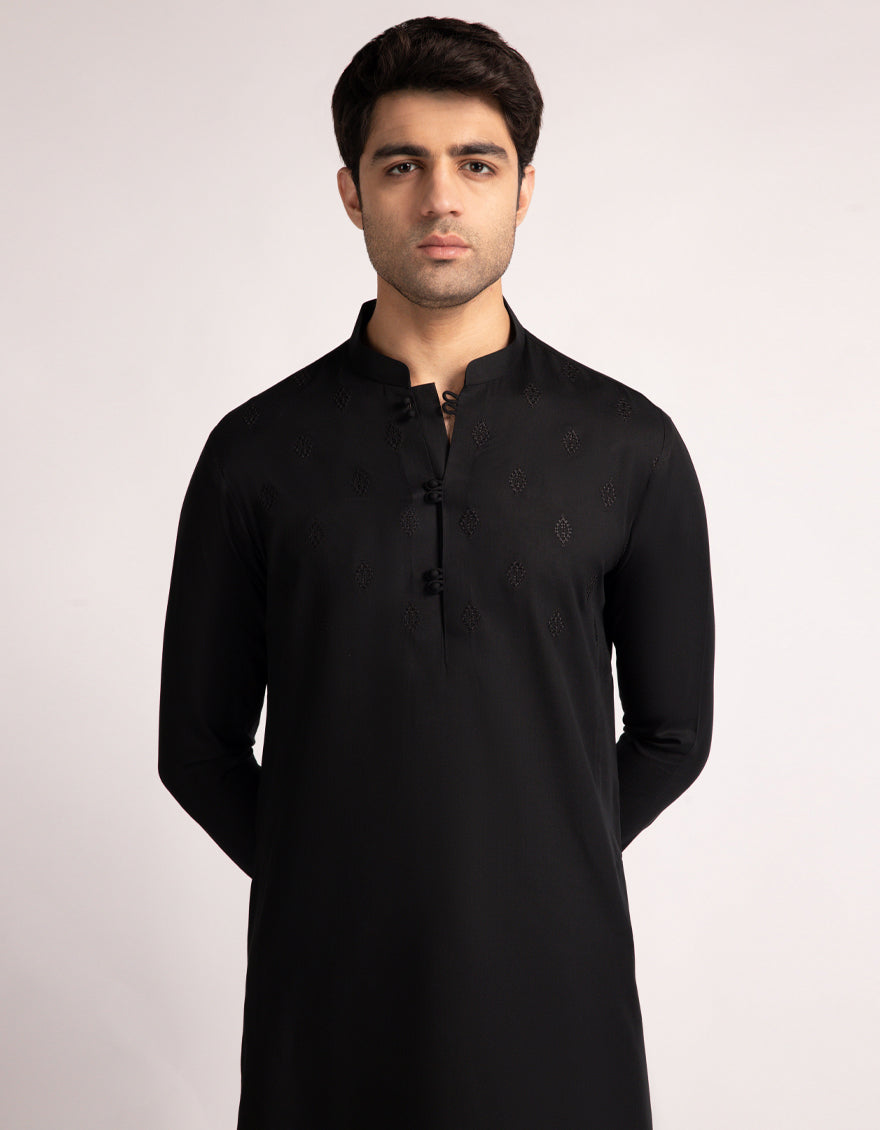 Blended Black Kurta Trouser - J. Junaid Jamshed