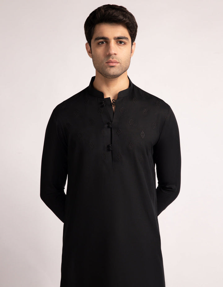 Blended Black Kurta Trouser - J. Junaid Jamshed