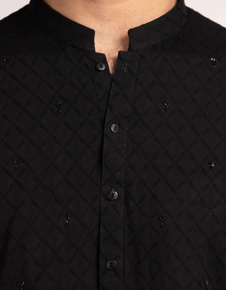 Cotton Black Kurta - J. Junaid Jamshed
