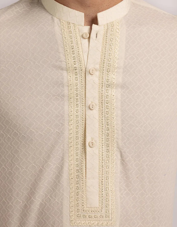 Cotton Cream Kurta - J. Junaid Jamshed