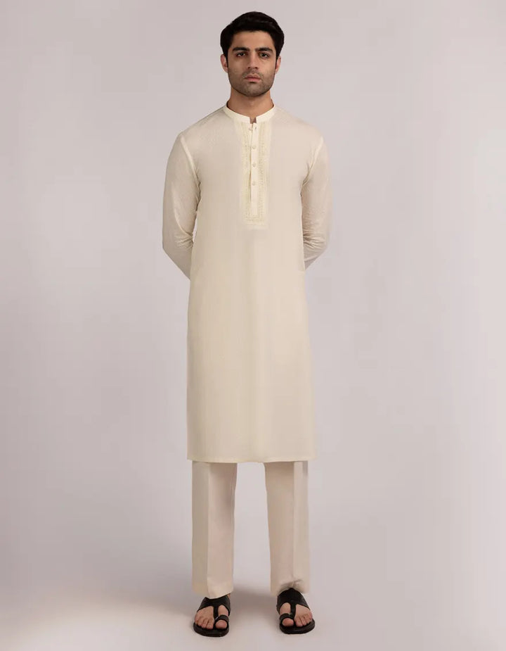 Cotton Cream Kurta - J. Junaid Jamshed