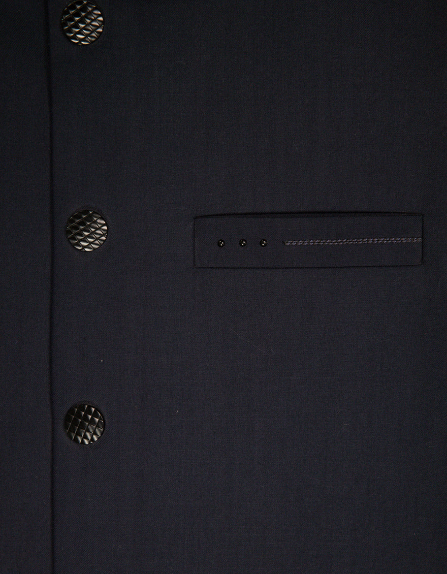 Suiting Navy Blue Waist Coat - J. Junaid Jamshed