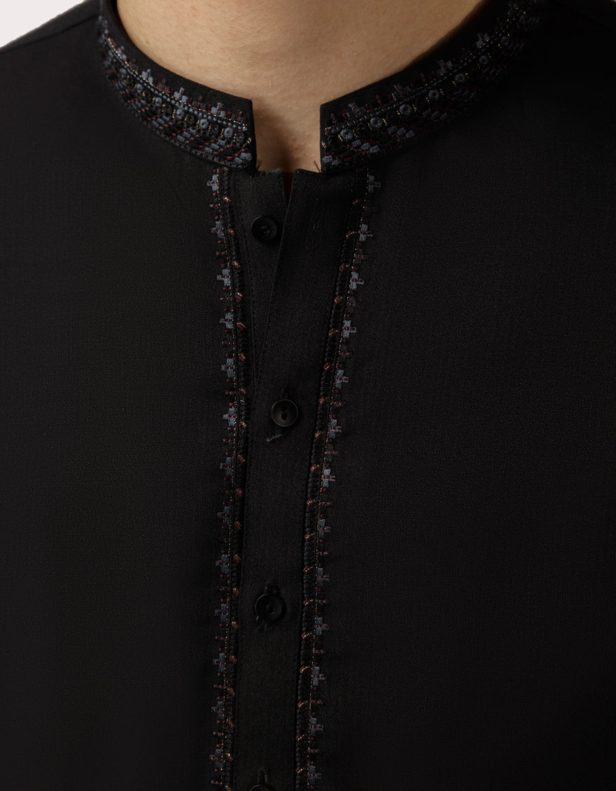 Blended Black Shalwar Kameez - J. Junaid Jamshed