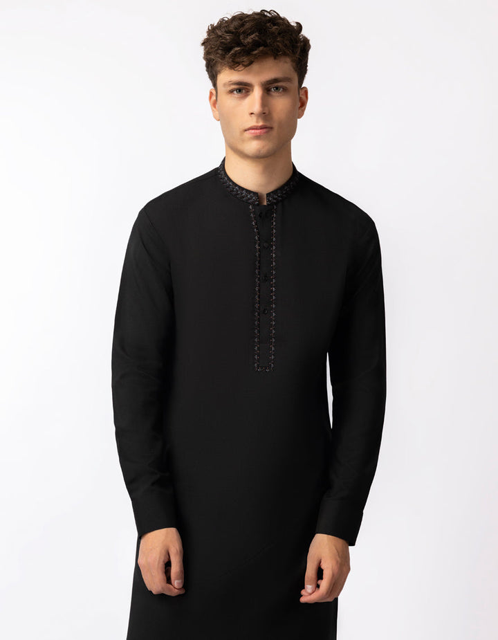 Blended Black Shalwar Kameez - J. Junaid Jamshed