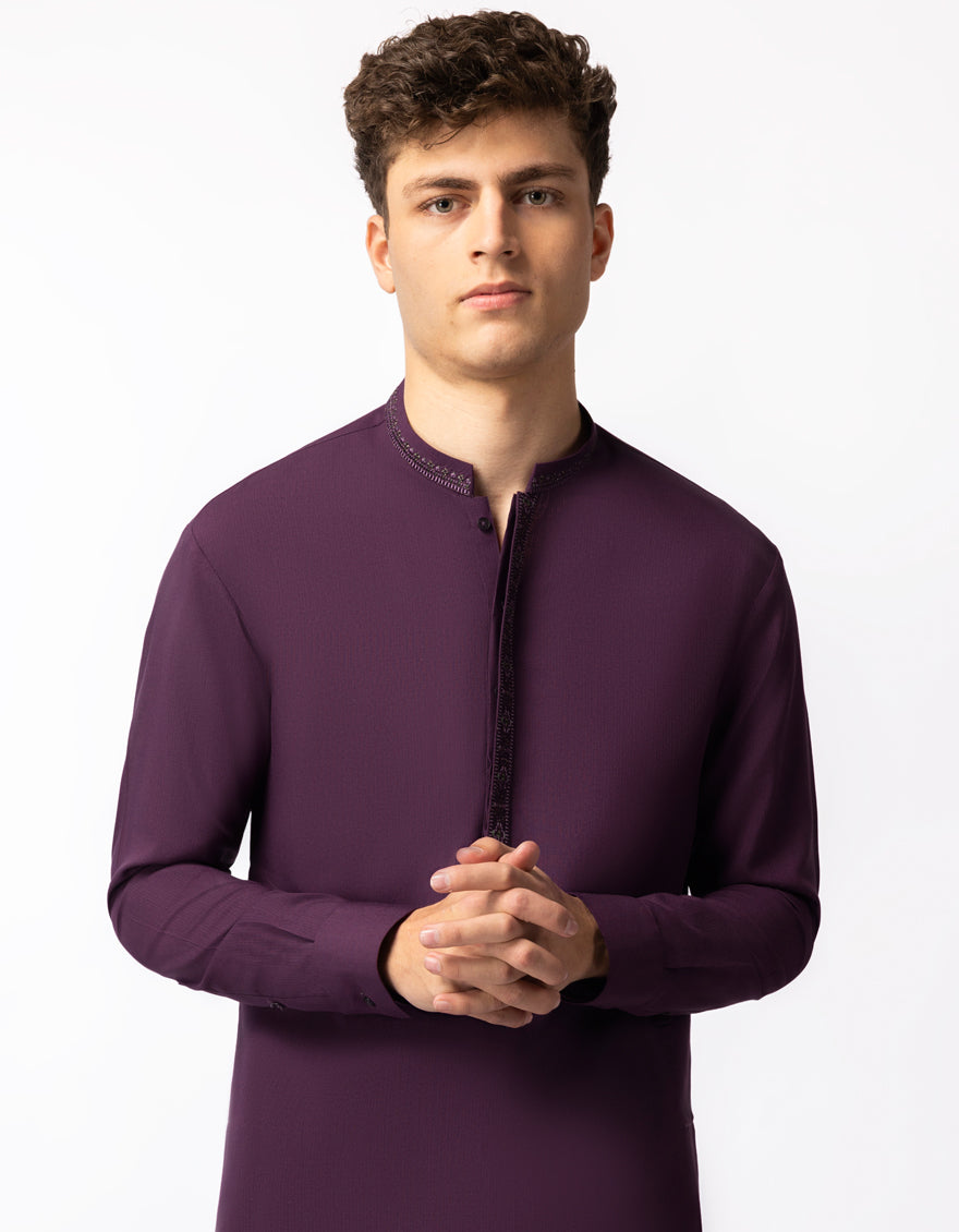 Blended Purple Shalwar Kameez - J. Junaid Jamshed