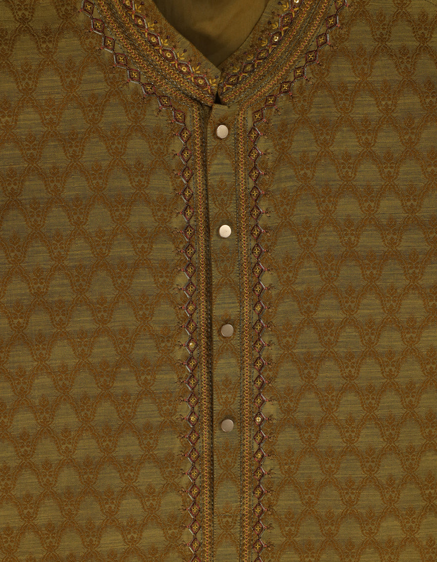 Polyester Mustard Special Kurta - J. Junaid Jamshed