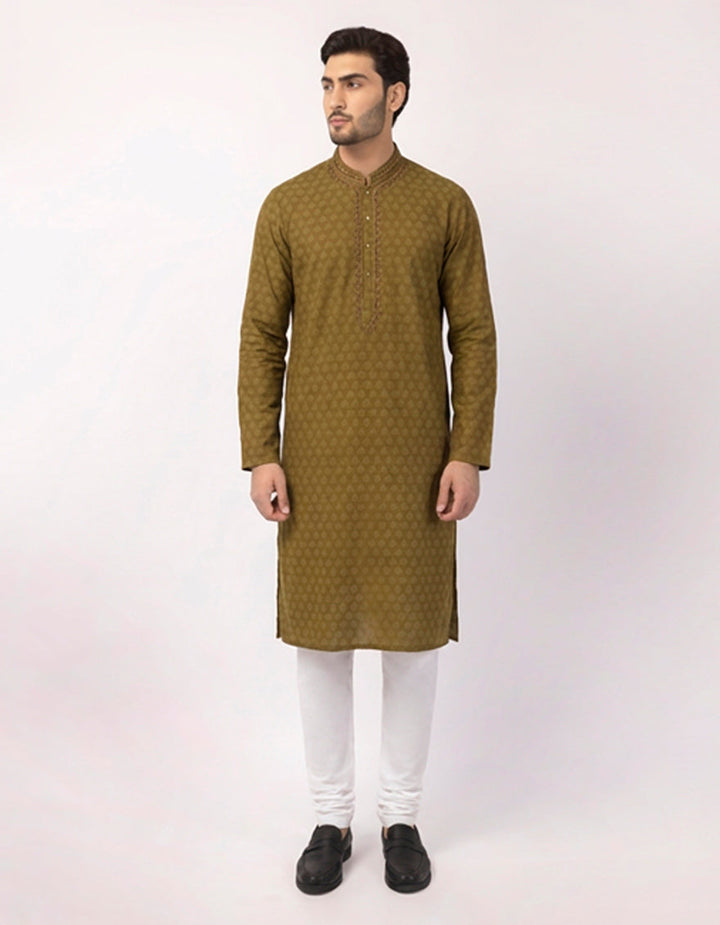 Polyester Mustard Special Kurta - J. Junaid Jamshed