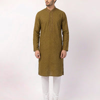 Polyester Mustard Special Kurta - J. Junaid Jamshed