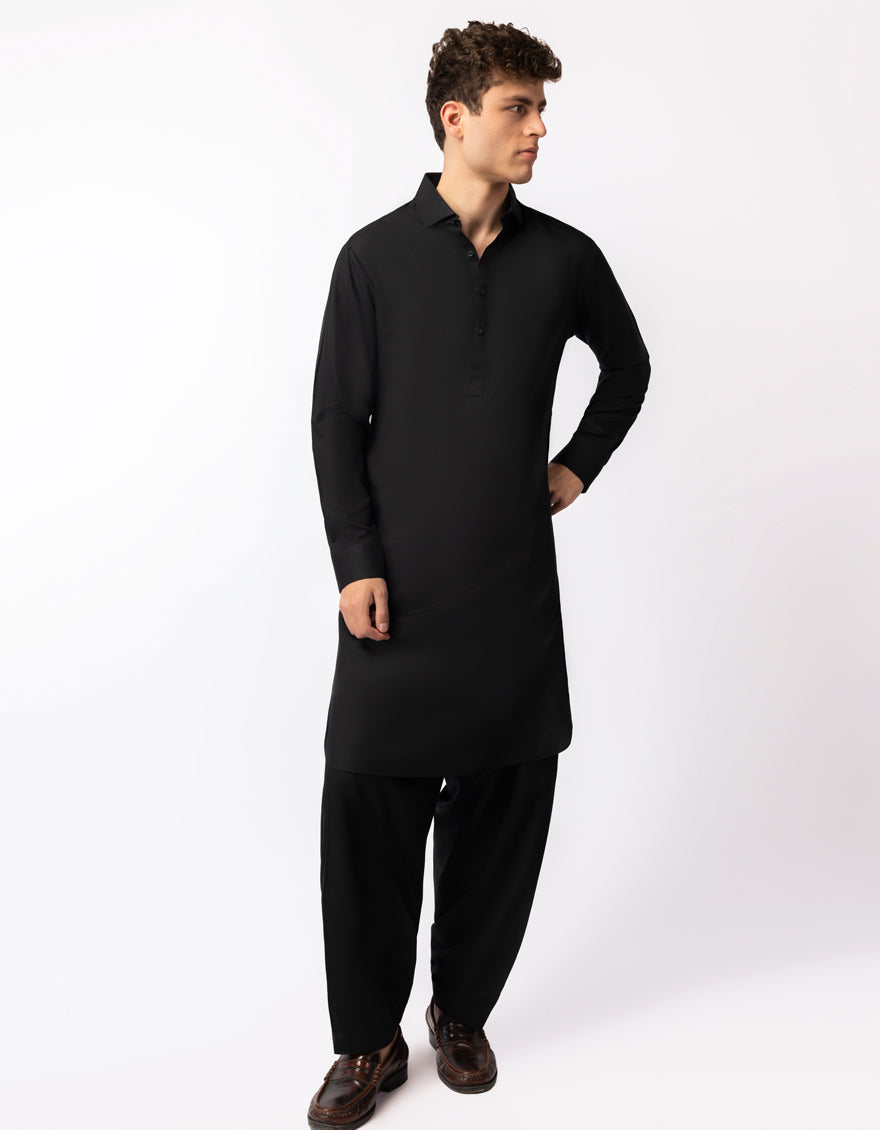 Blended Black Shalwar Kameez - J. Junaid Jamshed