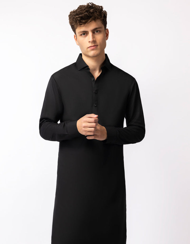 Blended Black Shalwar Kameez - J. Junaid Jamshed