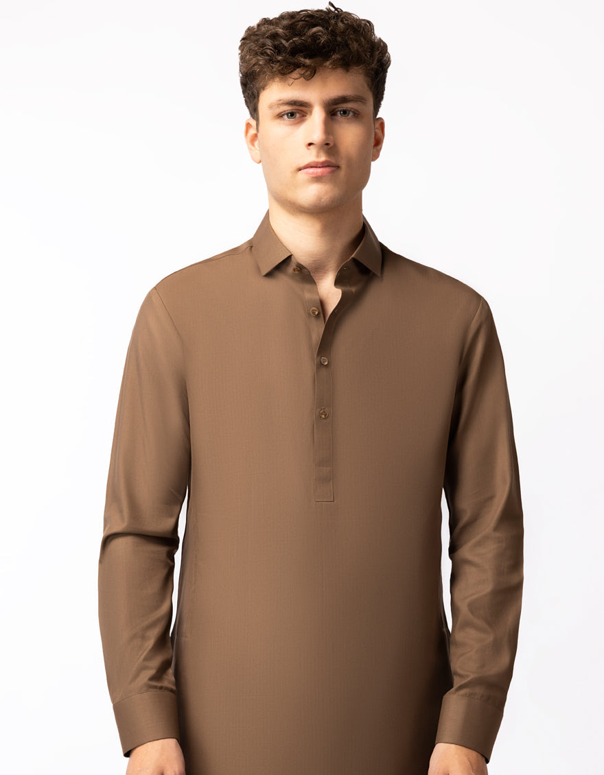 Blended Brown Shalwar Kameez - J. Junaid Jamshed