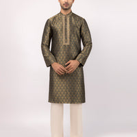 Polyester Antique Green Special Kurta - J. Junaid Jamshed