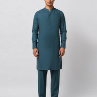 Blended Teal Kurta Trouser - J. Junaid Jamshed