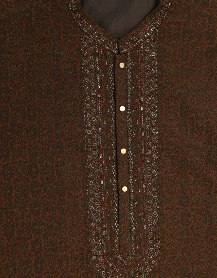 Polyester Rust Special Kurta - J. Junaid Jamshed