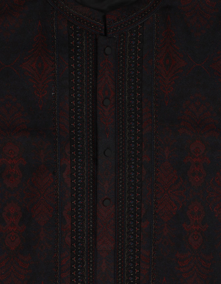Polyester Maroon Special Kurta - J. Junaid Jamshed