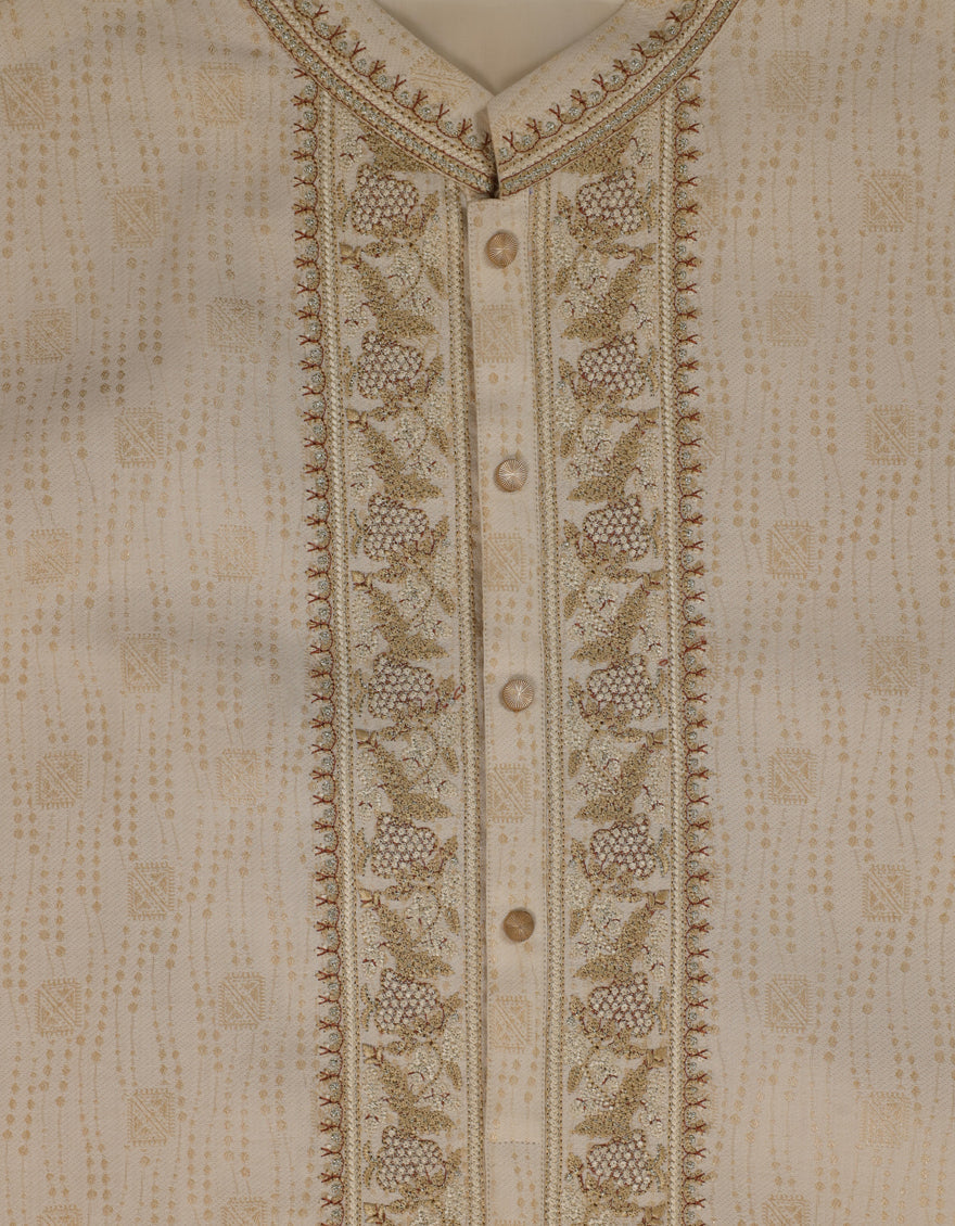 Polyester Dull Gold Special Kurta - J. Junaid Jamshed