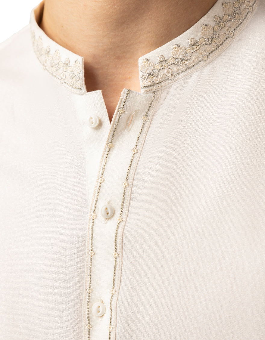 Blended White Shalwar Kameez - J. Junaid Jamshed