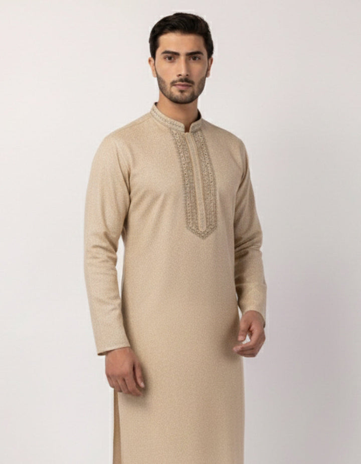 Polyester Fawn Special Kurta - J. Junaid Jamshed