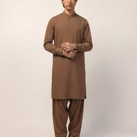 Blended Light Brown Shalwar Kameez - J. Junaid Jamshed