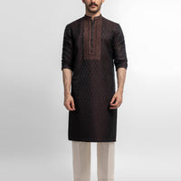 Polyester Maroon Special Kurta - J. Junaid Jamshed