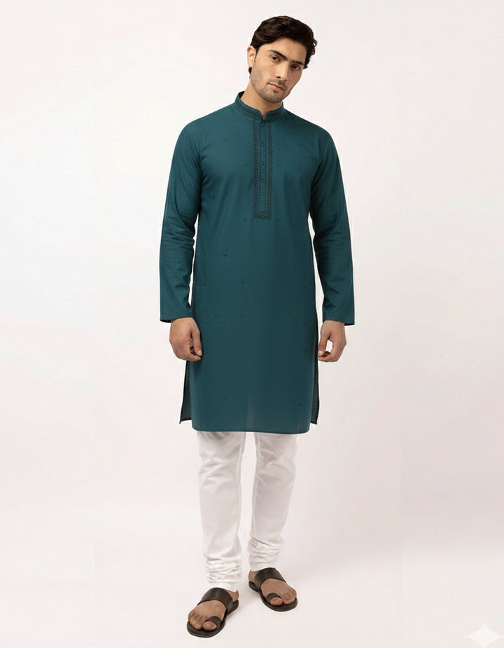 Blended Sea Green Special Kurta - J. Junaid Jamshed
