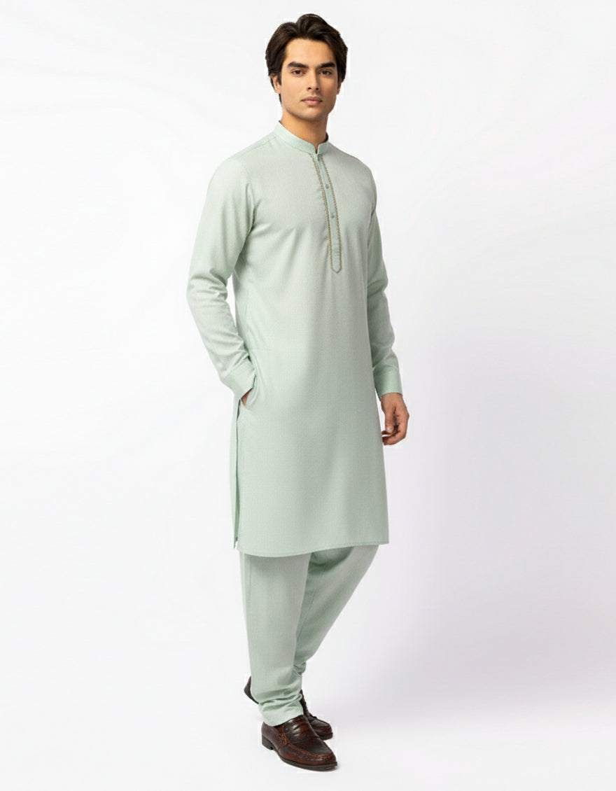 Blended Sky Blue Shalwar Kameez - J. Junaid Jamshed