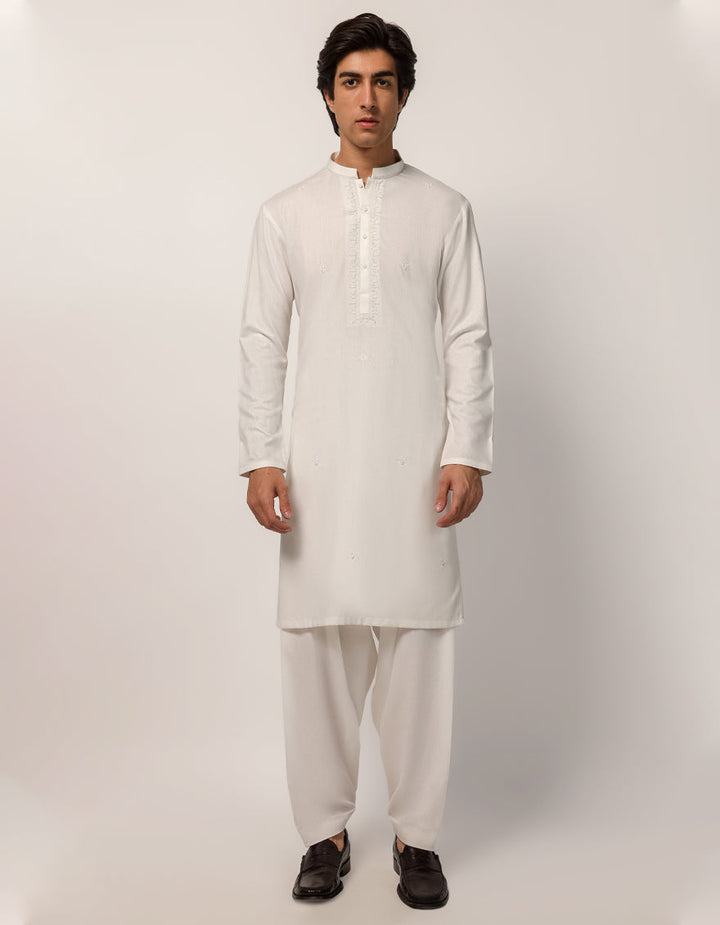 Blended White Shalwar Kameez - J. Junaid Jamshed