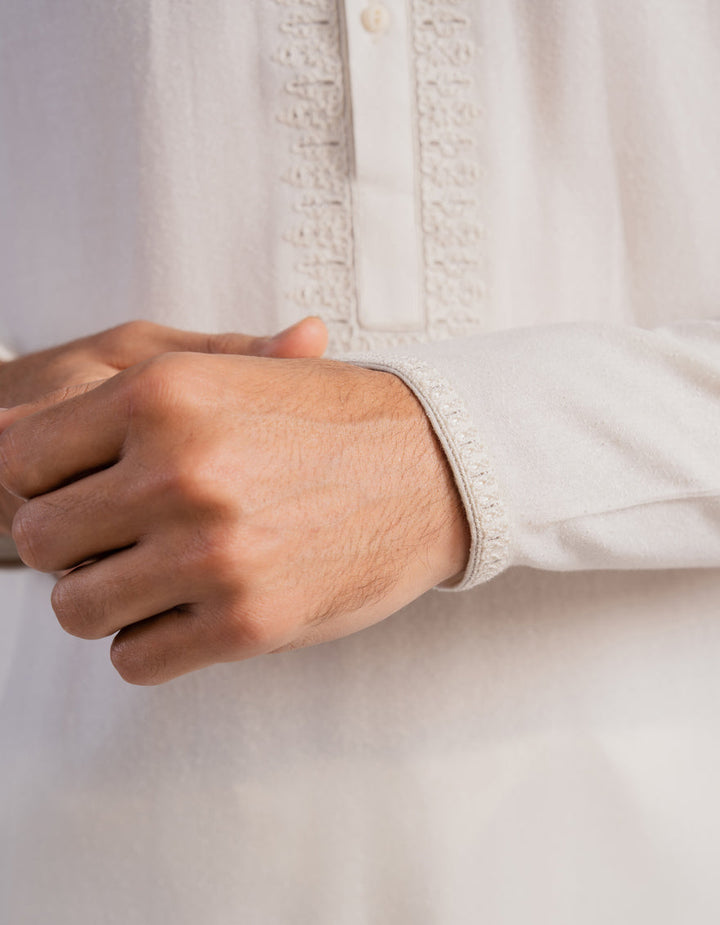 Blended Cream Shalwar Kameez - J. Junaid Jamshed