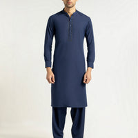 Blended Navy Blue Shalwar Kameez - J. Junaid Jamshed