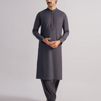Blended Dark Grey Shalwar Kameez - J. Junaid Jamshed